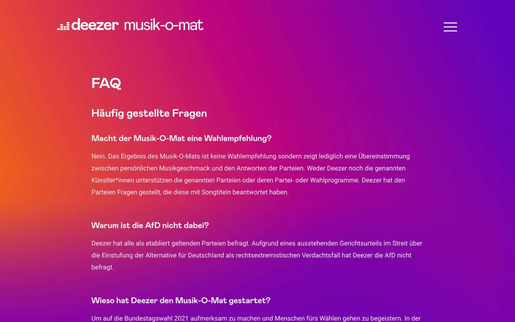 FAQs zum Musik-O-Mat zur Bundestagswahl 2021