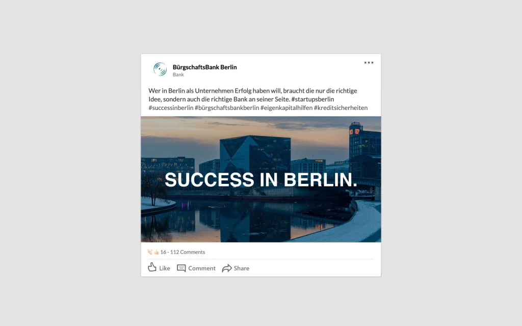 YouTube-Kampagne für SUCCESS IN BERLIN – Post für LinkedIn