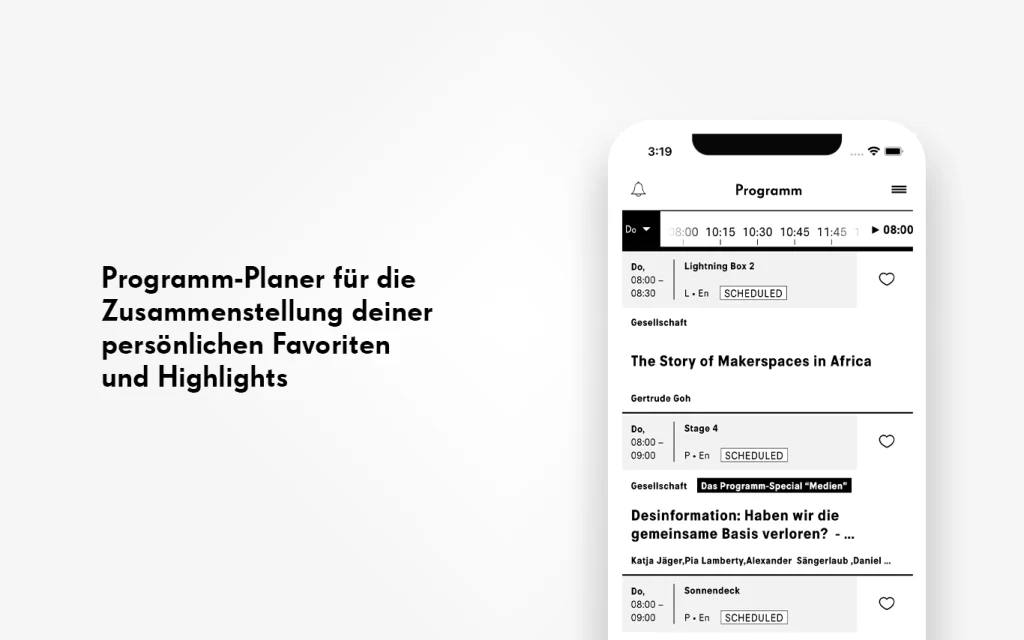 Programm-Planer für die Zusammenstellung deiner persönlichen Favoriten und Highlights