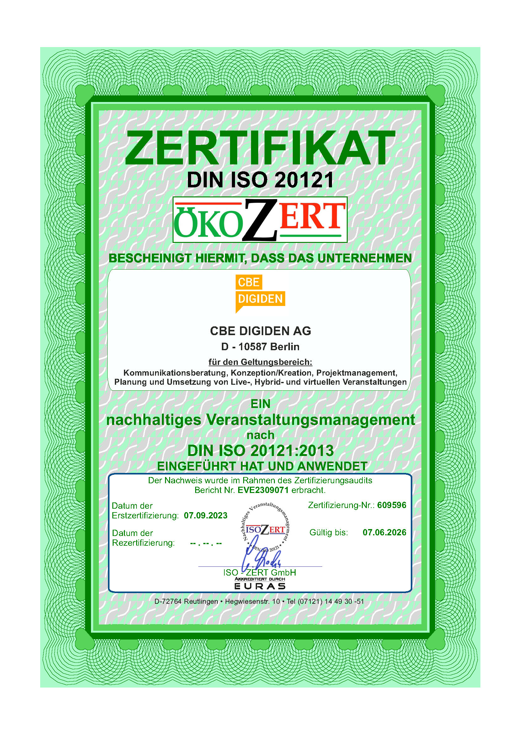 Cbedigiden ISO 20121 Isozert