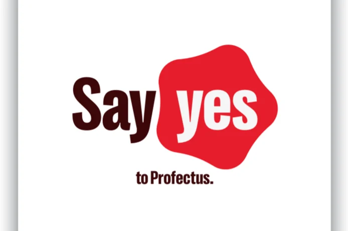 Roter Sprechblasen-Schriftzug „Say yes to Profectus.